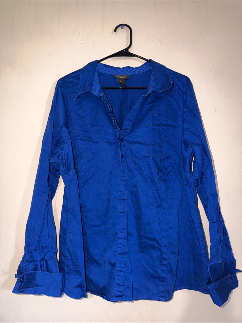 Lane Bryant Sapphire Blue Button-Front Collared Shirt
